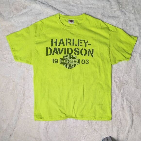 Harley Davidson T-Shirt Mens Size XL Neon Yellow Elk River MN - Picture 1 of 7